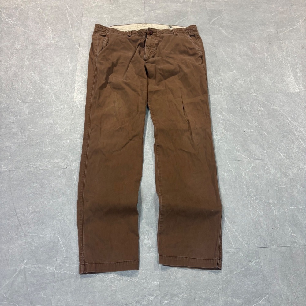 Hollister Mens Skinny Chino Pants Brown 38x34 Flat Front Casual Trousers